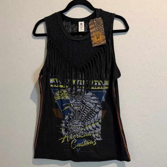 Affliction Black Fringe Graphic Tank - Picture 4 of 6